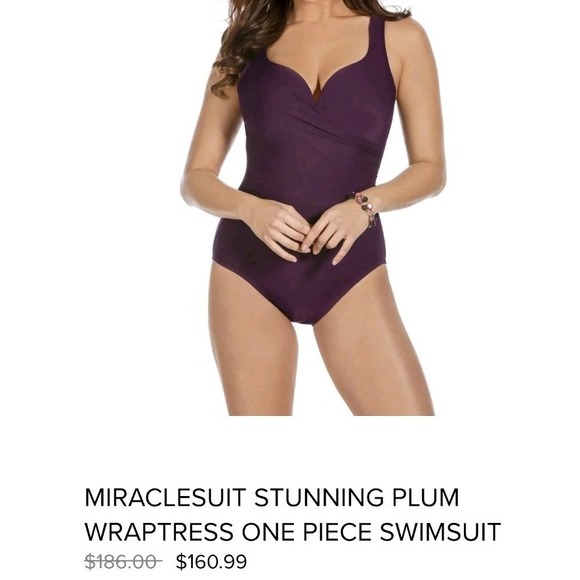 Miraclesuit Stunning Plum Wraptress One Piece Swimsuit Size 8 Tummy Slimming - Picture 7 of 10